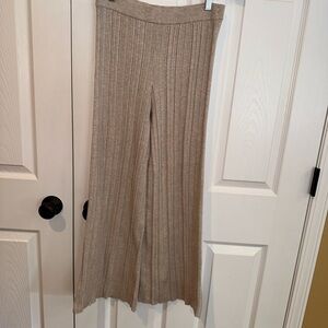Aerie Tan Ribbed Flare Pants